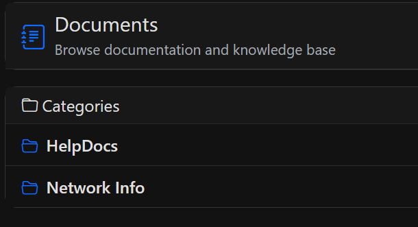 Documents list and knowledge base